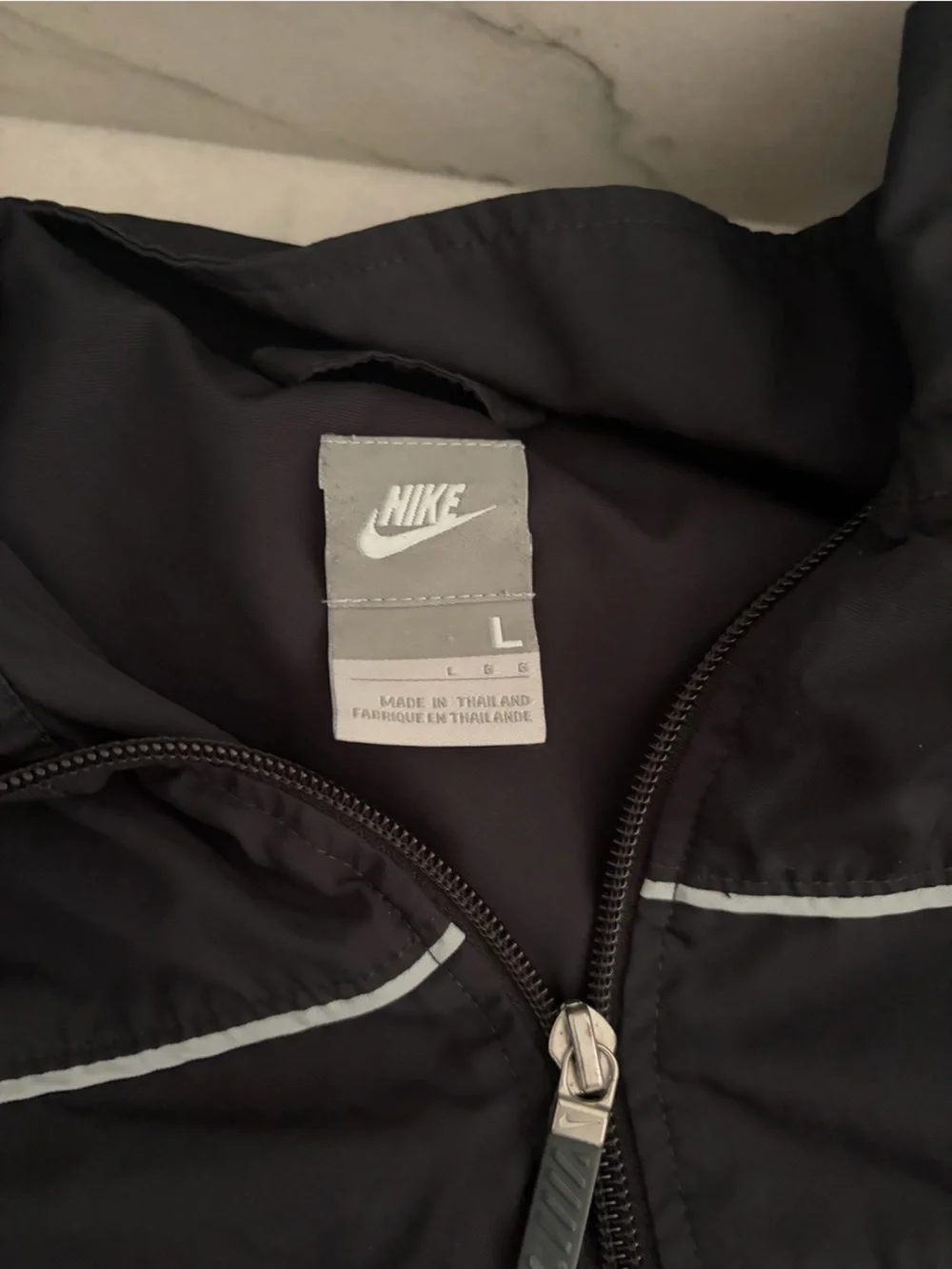 Nike Black Men’s Jacket with White Reflective Piping